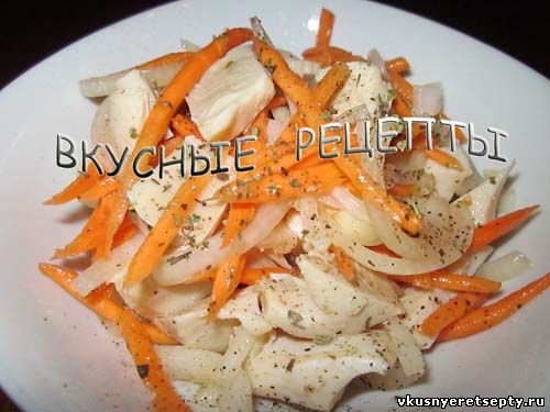 Салат с кальмарами и морковью