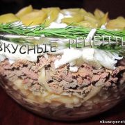 Салат с печенью и грибами